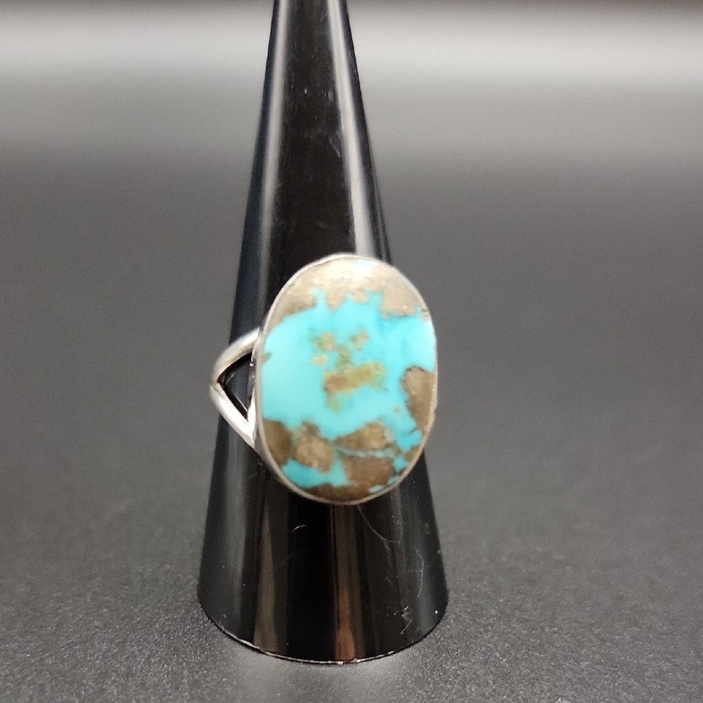 Persian Turquoise and 925 Sterling Silver Size 9.5 Handmade Southwestern Ring - Picture 2 of 8